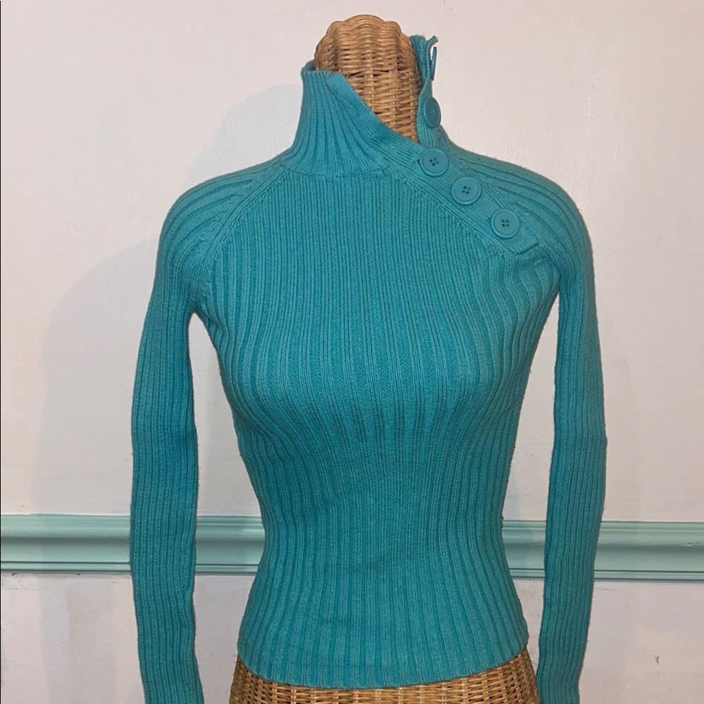 100% Cotton Teal Knit Sweater Y2K Z Universe